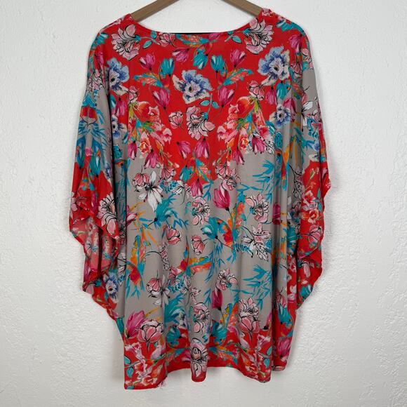 Tolani Collection Floral Caftan Tunic Top Boho Resort Size 2XP - Picture 2 of 4
